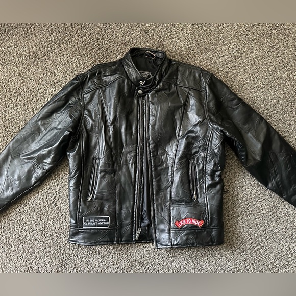 Men’s Leather Biker Jacket - Picture 2 of 8